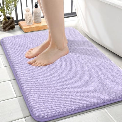 OLANLY Memory Foam Small Bathroom Rugs 24x16, Absorbent Bath Mat, Lavender