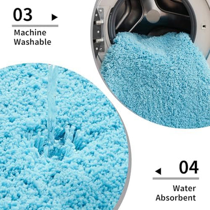 Disolla Sky Blue Bathroom Rug 17x24 - Non-Slip Plush Small Bath Mat, Highly Absorbent & Ultra Soft Fluffy Floor Mat, Machine Washable for Shower and Tub