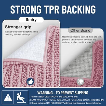 Smiry Bathroom Rugs 40X32, Extra Soft Rubber Backing Chenille Bath Mats