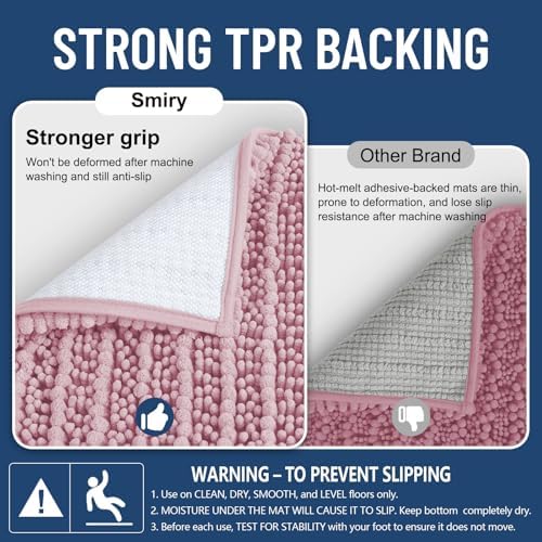 Smiry Bathroom Rugs 36X24, Extra Soft Rubber Backing Chenille Bath Mats