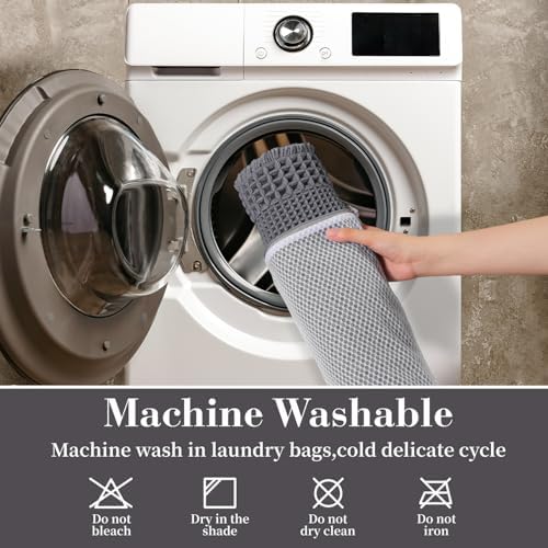 RESARE Waffle Bathroom Runner Rugs, Non Slip Boho Bath Mat 24x72 Dark Grey