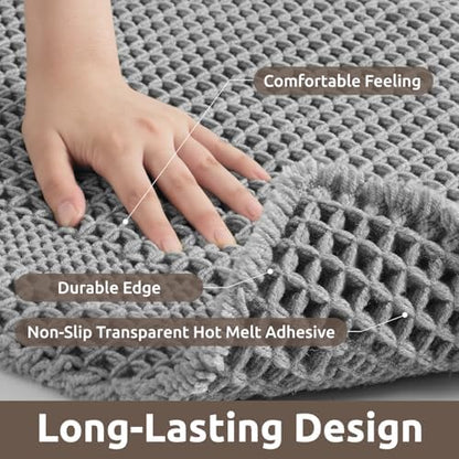 AMOAMI Waffle Bath Mat, Absorbent Bathroom Rugs Non Slip 18''x30'' Grey