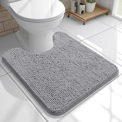 OLANLY Toilet Rugs U-Shaped 20x20, Soft Absorbent Chenille Contour Rugs