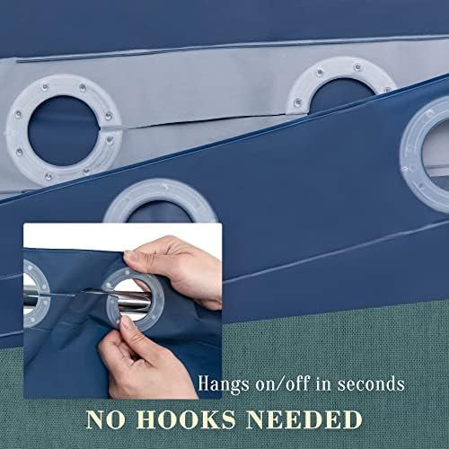 No Hook PEVA Shower Curtain or Liner, Standard Size 71x74, Navy Blue