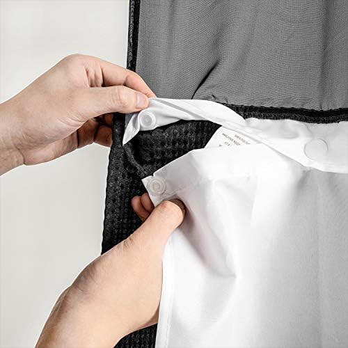 RiverDream Heavyweight Waffle No Hook Shower Curtain with Liner,Black,36x74