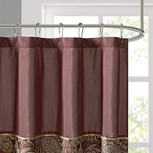 Madison Park Aubrey Shower Curtain for Bathroom, 72 x 72, Burgundy