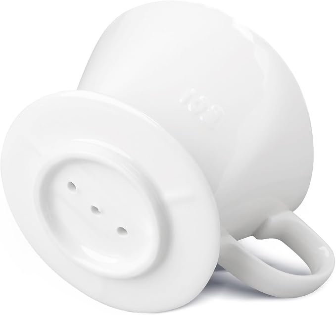 hailanbao Handmade Pour over Ceramic Coffee Dripper - Authentic Brewing Experience for Camping, Office, and Home (White)