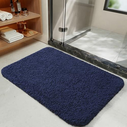 LOCHAS Bathroom Rugs 24x17 Inch, Microfiber Bath Rug Non Slip, Navy