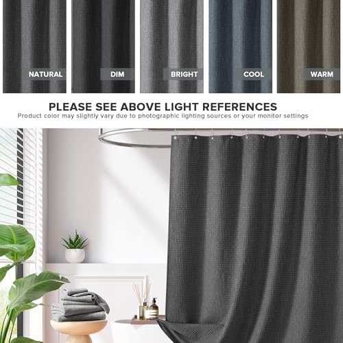 Madison Park Arbor Waffle Extra Long Shower Curtain, 72 x 84, Charcoal