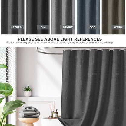Madison Park Arbor Waffle Extra Long Shower Curtain, 72 x 84, Charcoal