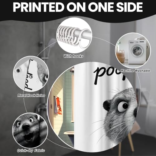 Extra Tall Shower Curtain XL Funny Grey Otter, 70 x 84 Inchs