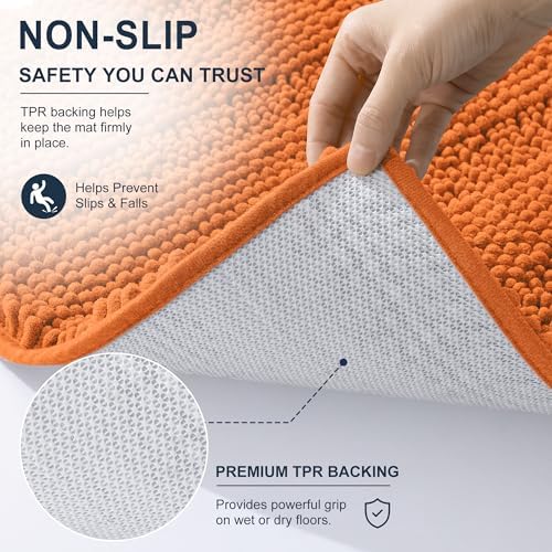 Smiry Thick Chenille Bathroom Runner Rugs 44x24, Absorbent Bath Mat, Clay