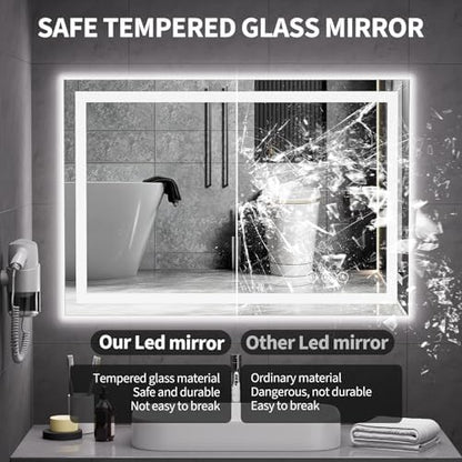 Koonmi 36x24 LED Bathroom Mirror, Shatterproof Mirror with Light