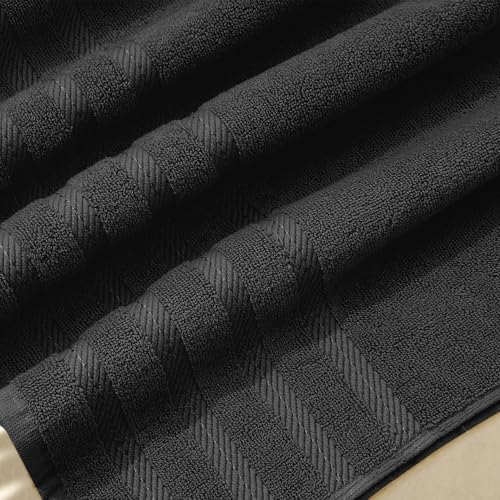 Hearth & Harbor Bath Towels for Bathroom - 100% Ring Spun Cotton Luxury Bathroom Towels - Soft & Highly Absorbent Bath Towels Set, 6 Piece Set, Black