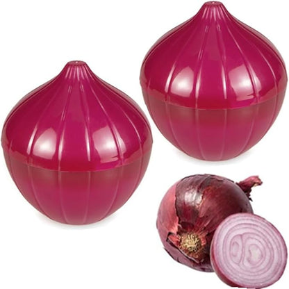 OUKEYI 2 Pieces Fruit and Vegetable Reusable Refrigerator Box Storage Bowls for，Green pepper/onion/Tomato/Lemon/garlic Shaped Containers with Lids ，Refrigerator Vegetable Crisper (onions)