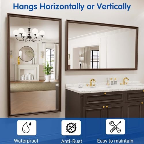 WEER Brown Bathroom Vanity Mirror 55x30 Inch