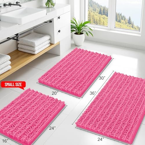 Smiry Bathroom Rugs 30X20, Extra Soft Rubber Backing Chenille Bath Mats