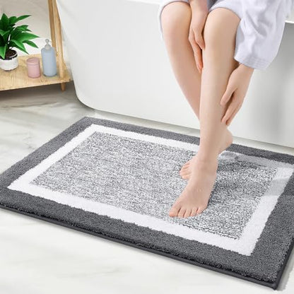 OLANLY Bathroom Rugs 30x20, Soft Absorbent Microfiber Bath Rugs, Dark Grey