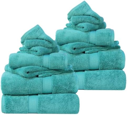 SUPERIOR Egyptian Cotton Ultra Plush & Absorbent, 12 Piece Set, Turquoise