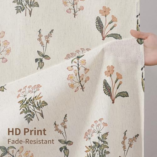 Colorful Star Farmhouse Floral Linen Shower Curtain, Vintage Boho Shower Curtain for Bathroom, French Country Pattern Waterproof Bathroom Curtains, 36" W x 72" L