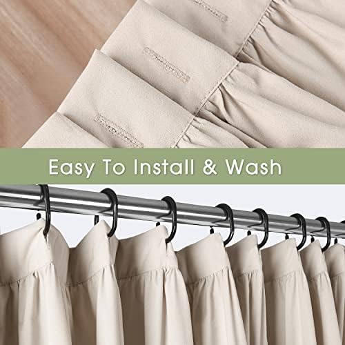 Homechoice Decor Camel Ruffle Shower Curtain, Vintage Handcrafted Bow Tie Bath Curtain for Master Bathroom, Ruched Microfiber Bathroom Curtain with 12 Buttonholes, 72" W x 84" H (LQ-10)