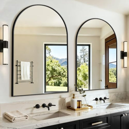 Arched Bathroom Vanity Mirror for Over Sink, 2 Pack 38”x26”, Black