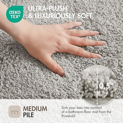 Madison Park Evan 100% Cotton Bath Runner Plush Absorbent, 24" x 72", Grey