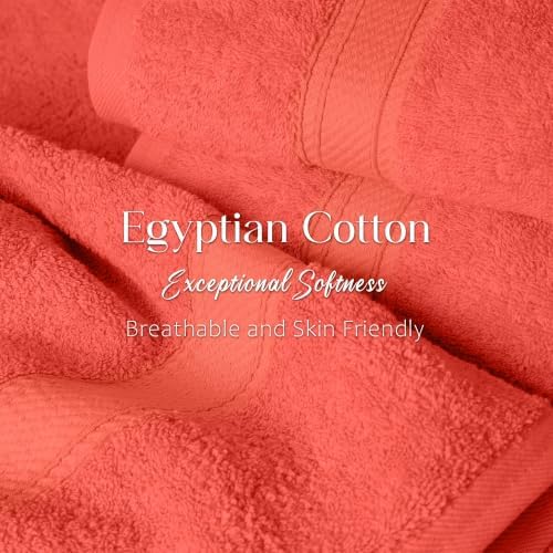 SUPERIOR Egyptian Cotton Ultra Plush & Absorbent, 3 Piece Set, Coral