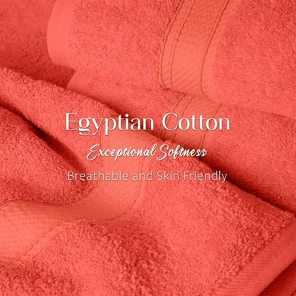 SUPERIOR Egyptian Cotton Ultra Plush & Absorbent, 3 Piece Set, Coral