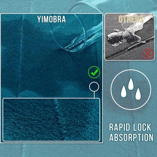 Yimobra Memory Foam Toilet Bath Mat U-Shaped, Soft and Comfortable, Water Absorption, Non-Slip, Thick, Machine Wash and Easier to Dry for Bathroom Commode Contour Rug, 24 X 20 Inches, Peacock Blue