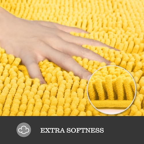 Yeaban Chenille Yellow Bathroom Rug 40"x60",Non-Slip Rubber Backing