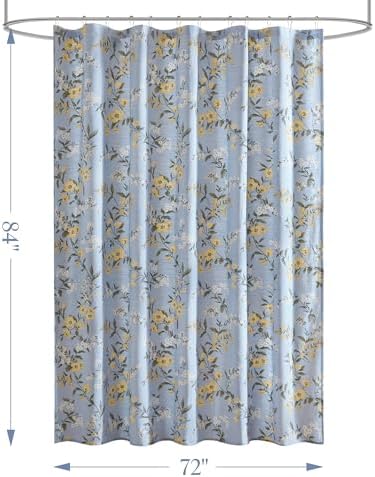 Martha Stewart Meadow Floral Extra Long Shower Curtain, 72 x 84, Blue