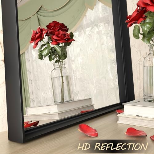 48x30 Inch Black Metal Framed Bathroom Mirror for Wall