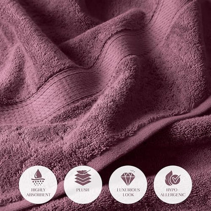 SUPERIOR Egyptian Cotton Plush & Absorbent, Hand Towel Set of 4, Plum