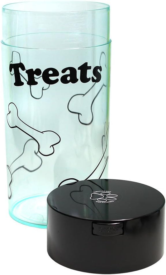 Tightpac Pawvac 5 to 24 Ounces Container, Airtight Pet Food and Treats Storage Jar - Patented Vacuum Seal Container for Pet Food, Treats and other Dry Goods - Clear with Treats