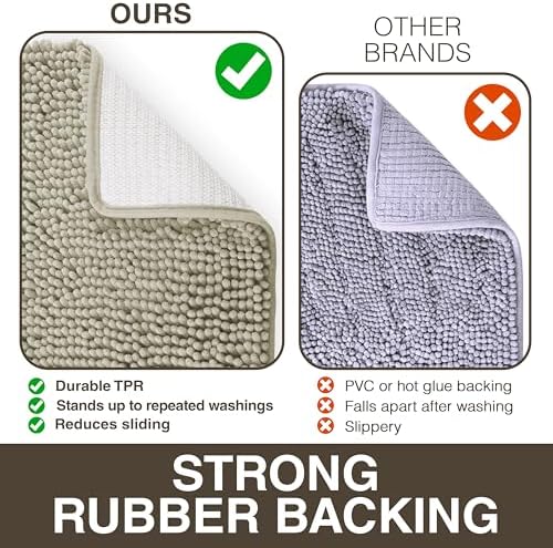 Neater Home Plush Bathroom Rugs 24x17 Thick Chenille Quick Dry Microfiber Absorbent Bath Mat, Soft Bath Rugs, Machine Washable Bathroom Floor Mat for Tub Shower Sink, Home Decor Accessories, Beige