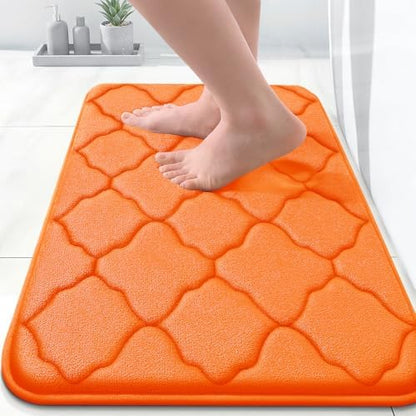 OLANLY Memory Foam Bath Mat Rug 24x16, Ultra Soft Bathroom Rugs, Orange