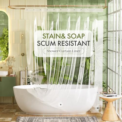 Bathway Shower Curtain Liner, Clear Shower Curtain Liner 72x 80 PEVA Waterproof Shower Curtain Liner Plastic with 3 Magnets and 12 Rustproof Metal Grommets, Lightweight Long Shower Liner for Bathroom