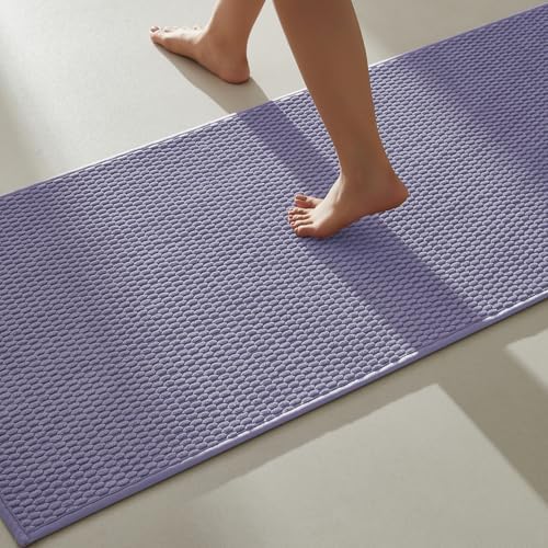 TYUU Bathroom Runner Rugs, Long Bath Mat Runner Washable Thin Quick Dry Low Pile Bathroom Runner Rugs Non Slip, Lavender 24"x70"