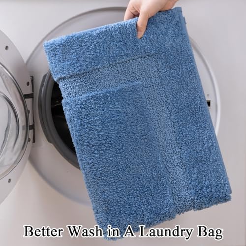SHACOS Soft Microfiber Bathroom Rugs Set of 2 Pieces, Blue