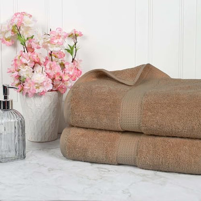 SUPERIOR Egyptian Cotton Pile Heavyweight Bath Sheet, 2 Piece Set, Latte