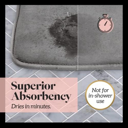 Memory Foam Bath Mat Non Slip Absorbent Super Cozy Velvet Bathroom Rug Carpet (72 inches X 24 inches, Grey)