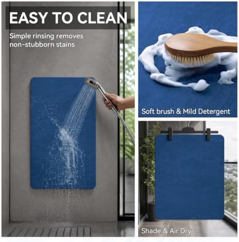 MontVoo -Bath Mat Rug-Rubber Backing Non Slip Quick Dry Absorbent Thin Bathroom Rugs Fit Under Door-Faux Suede Surface Bathroom Floor Mats-Shower Rug for in Front of Bathtub Shower Royal Blue 17"x59"