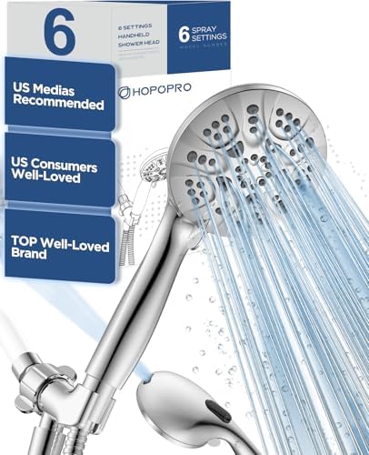 HOPOPRO 7-Mode High Pressure Handheld Shower Head with Power Wash, Chrome