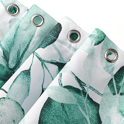 Gibelle Teal Eucalyptus Shower Curtain, Watercolor Floral Print, 60x72