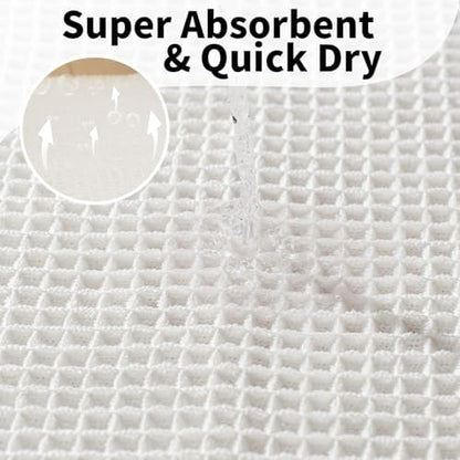 White Bathroom Rugs, Waffle Bath Mat Non Slip Washable, 20" x 32"