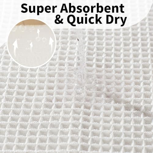 White Bathroom Rugs, Waffle Bath Mat Non Slip Washable, 18" x 30"