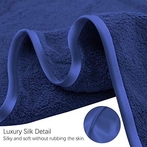 TENSTARS Silk Hemming Hand Towels for Bathroom - Quick Drying - Ultra Soft Microfiber Absorbent Towel for Bath Fitness, Gym, Shower, Hotel, and Spa - 16x28 Inch | Set of 6, Navy Blue