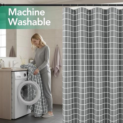 Fabric Farmhouse Shower Curtain-Modern Bathroom Shower Curtains Dark Grey