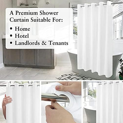 River Dream No Hook Stall Shower Curtain or Liner Microfiber White, 54x80